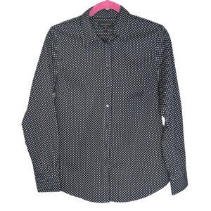 Banana Republic Darkest Navy Blue with White Dots Tailored-Fit Shirt Sz 10